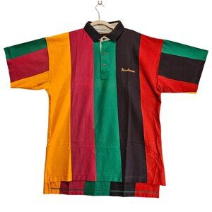 Boss America Golf Polo Mens L colorful color block shirt street hipster grunge